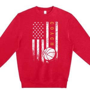 Basketball Coach American Flag Basketball Trainer Coaching Gift Premium Crewneck Sweatshirt