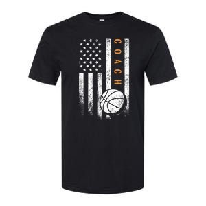 Basketball Coach American Flag Basketball Trainer Coaching Gift Softstyle CVC T-Shirt