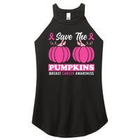 Breast Cancer Awareness October Pink Halloween Pumpkins Women’s Perfect Tri Rocker Tank