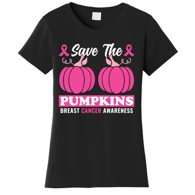 Breast Cancer Awareness October Pink Halloween Pumpkins Women's T-Shirt