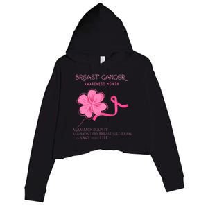 Breast Cancer Awareness Mammography Self Breast Exam Crop Fleece Hoodie