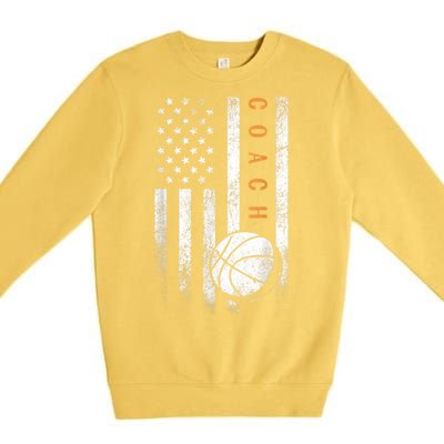 Basketball Coach American Flag Basketball Trainer Coaching Premium Crewneck Sweatshirt