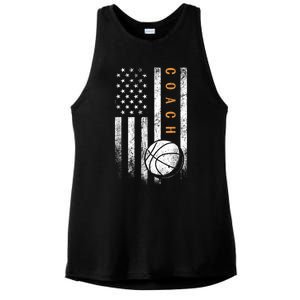 Basketball Coach American Flag Basketball Trainer Coaching Ladies PosiCharge Tri-Blend Wicking Tank