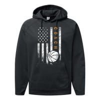 Basketball Coach American Flag Basketball Trainer Coaching Performance Fleece Hoodie