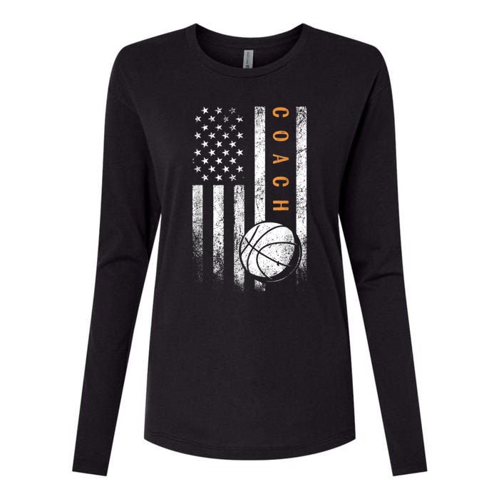 Basketball Coach American Flag Basketball Trainer Coaching Womens Cotton Relaxed Long Sleeve T-Shirt