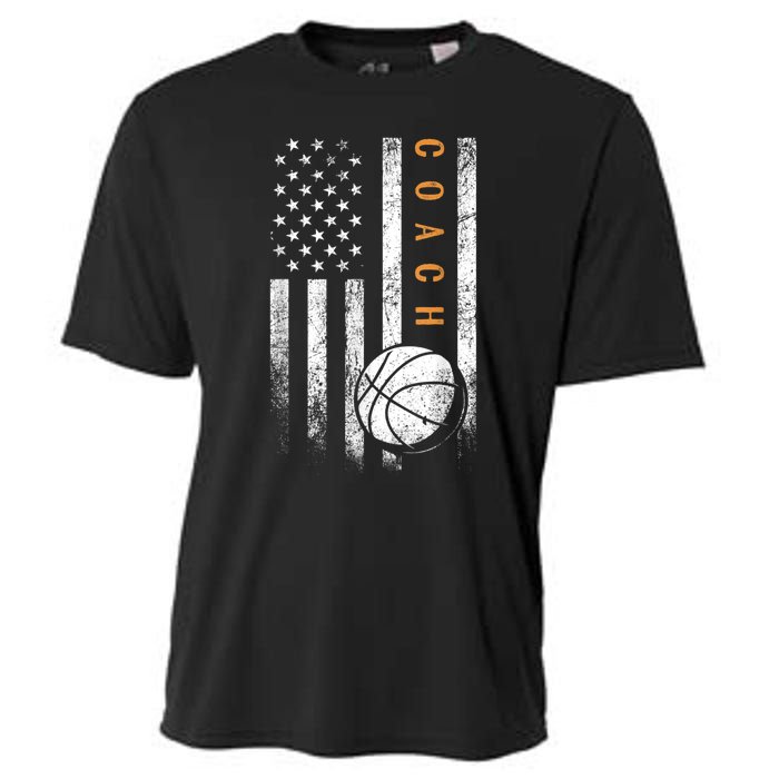 Basketball Coach American Flag Basketball Trainer Coaching Cooling Performance Crew T-Shirt