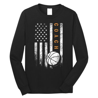 Basketball Coach American Flag Basketball Trainer Coaching Long Sleeve Shirt