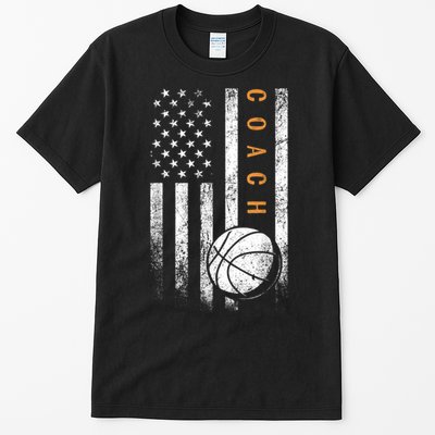 Basketball Coach American Flag Basketball Trainer Coaching Tall T-Shirt