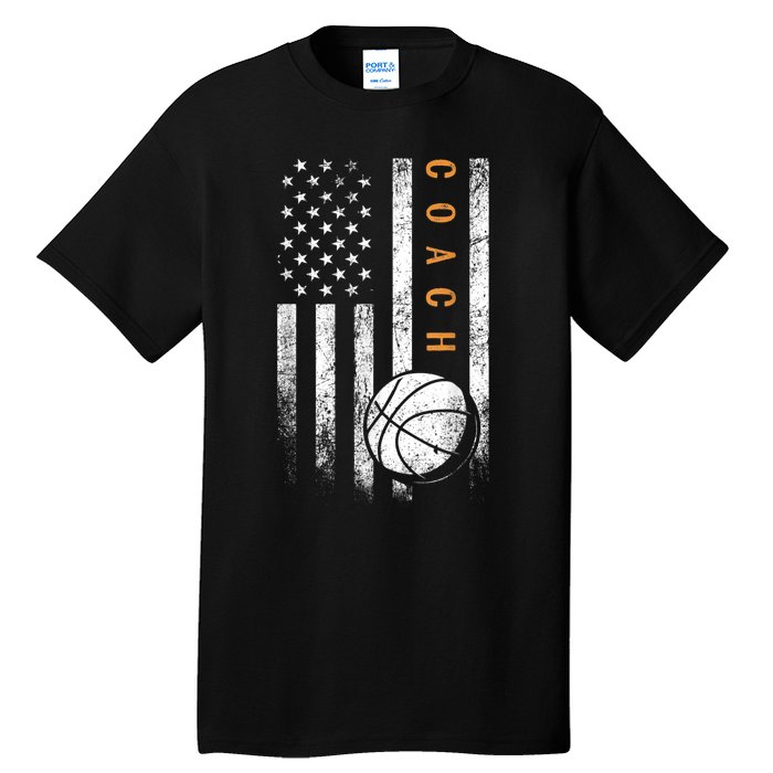 Basketball Coach American Flag Basketball Trainer Coaching Tall T-Shirt