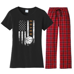 Basketball Coach American Flag Basketball Trainer Coaching Women's Flannel Pajama Set