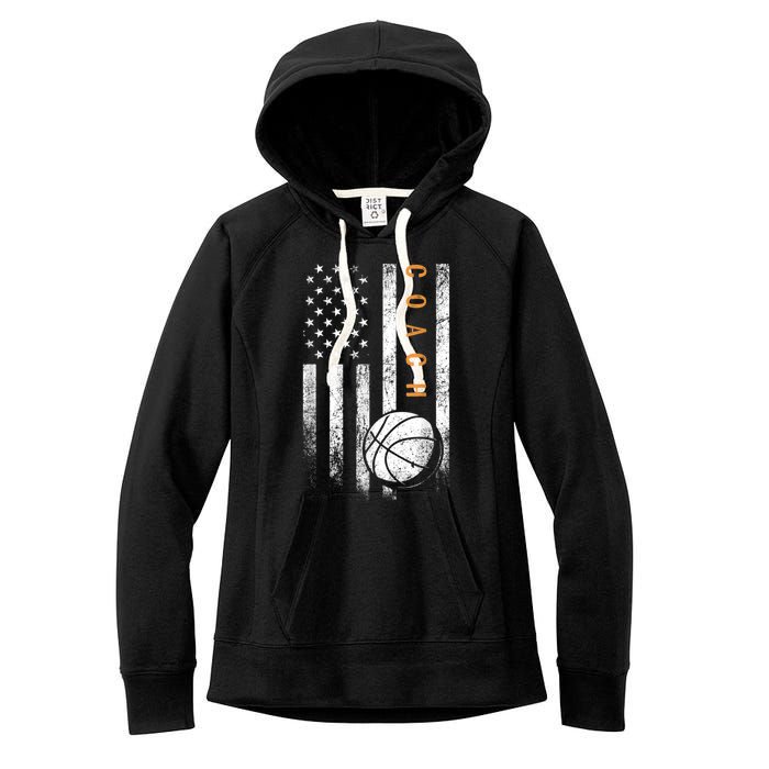 Basketball Coach American Flag Basketball Trainer Coaching Women's Fleece Hoodie