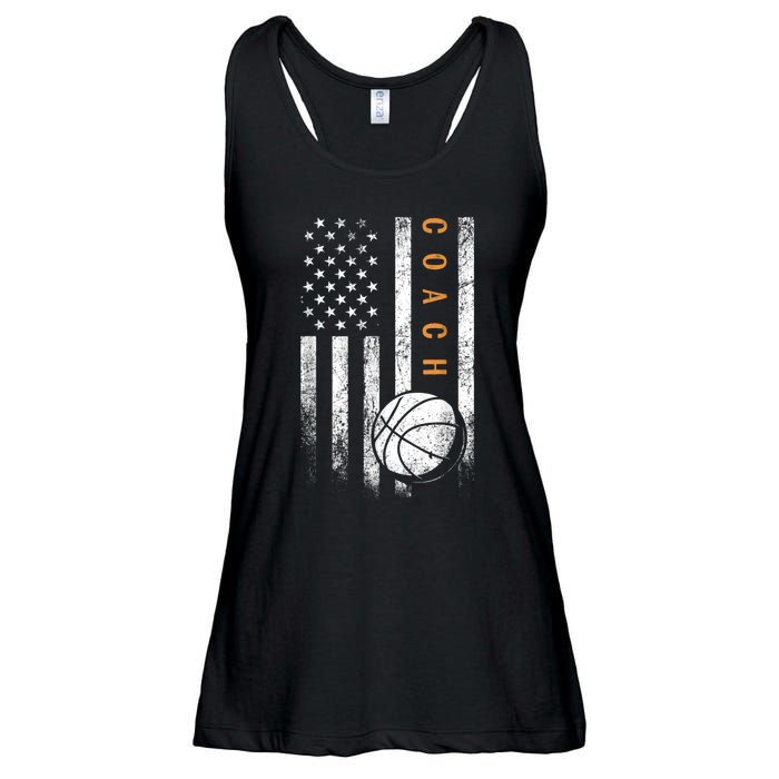 Basketball Coach American Flag Basketball Trainer Coaching Ladies Essential Flowy Tank