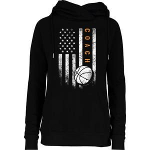 Basketball Coach American Flag Basketball Trainer Coaching Womens Funnel Neck Pullover Hood