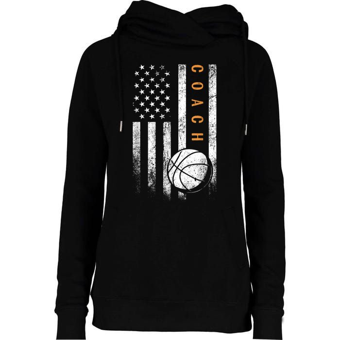 Basketball Coach American Flag Basketball Trainer Coaching Womens Funnel Neck Pullover Hood