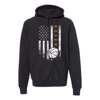 Basketball Coach American Flag Basketball Trainer Coaching Premium Hoodie