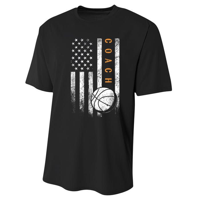 Basketball Coach American Flag Basketball Trainer Coaching Performance Sprint T-Shirt