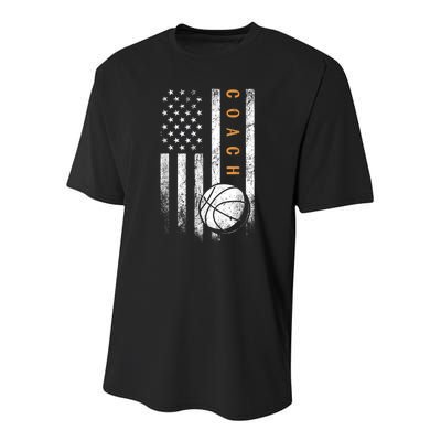 Basketball Coach American Flag Basketball Trainer Coaching Youth Performance Sprint T-Shirt