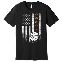 Basketball Coach American Flag Basketball Trainer Coaching Premium T-Shirt