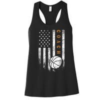 Basketball Coach American Flag Basketball Trainer Coaching Women's Racerback Tank