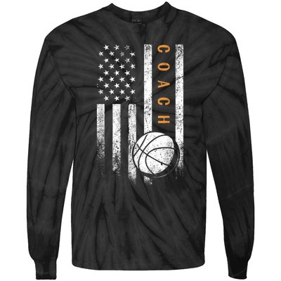 Basketball Coach American Flag Basketball Trainer Coaching Tie-Dye Long Sleeve Shirt