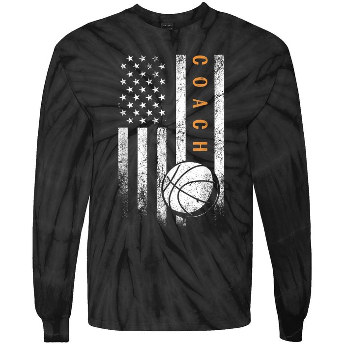 Basketball Coach American Flag Basketball Trainer Coaching Tie-Dye Long Sleeve Shirt