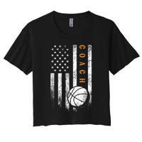 Basketball Coach American Flag Basketball Trainer Coaching Women's Crop Top Tee