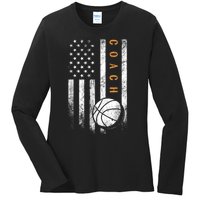 Basketball Coach American Flag Basketball Trainer Coaching Ladies Long Sleeve Shirt