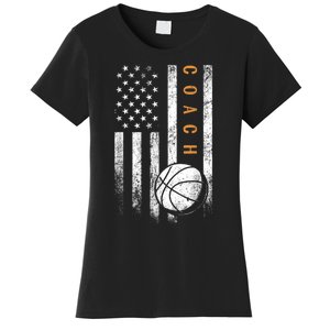 Basketball Coach American Flag Basketball Trainer Coaching Women's T-Shirt