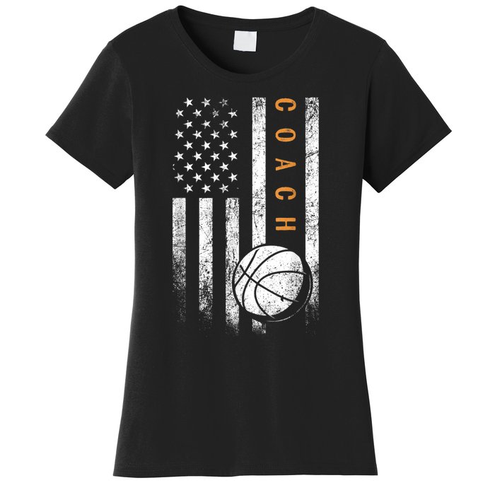 Basketball Coach American Flag Basketball Trainer Coaching Women's T-Shirt