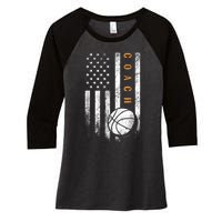 Basketball Coach American Flag Basketball Trainer Coaching Women's Tri-Blend 3/4-Sleeve Raglan Shirt