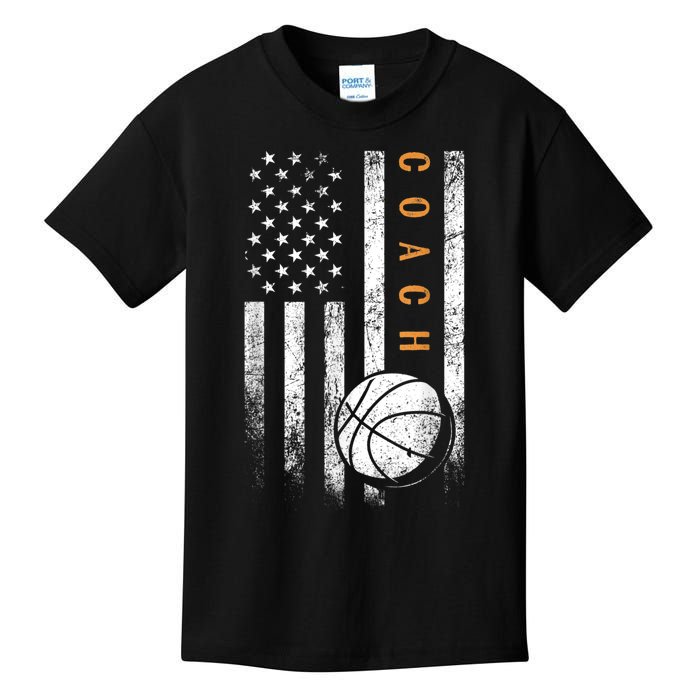 Basketball Coach American Flag Basketball Trainer Coaching Kids T-Shirt