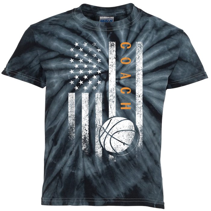 Basketball Coach American Flag Basketball Trainer Coaching Kids Tie-Dye T-Shirt