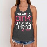 Breast Cancer Awareness I Wear Pink For My Friend Breast Cancer Women's Knotted Racerback Tank