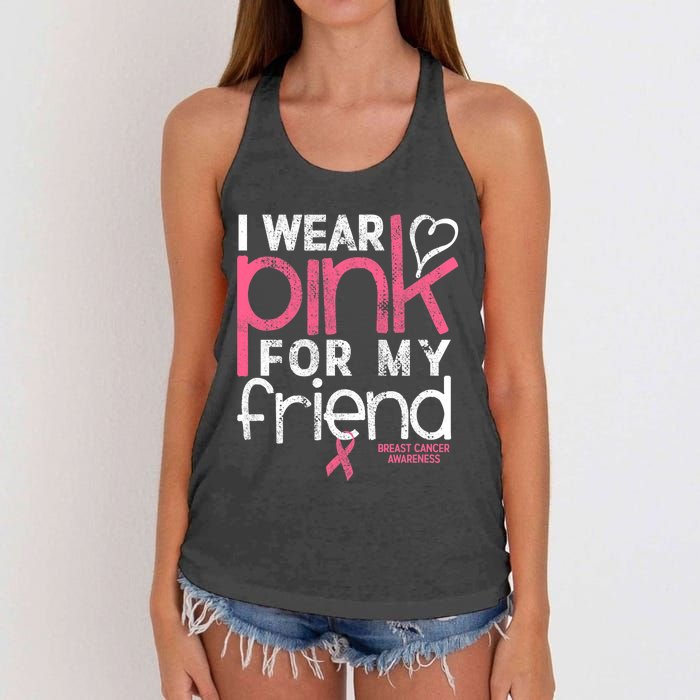 Breast Cancer Awareness I Wear Pink For My Friend Breast Cancer Women's Knotted Racerback Tank