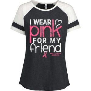 Breast Cancer Awareness I Wear Pink For My Friend Breast Cancer Enza Ladies Jersey Colorblock Tee