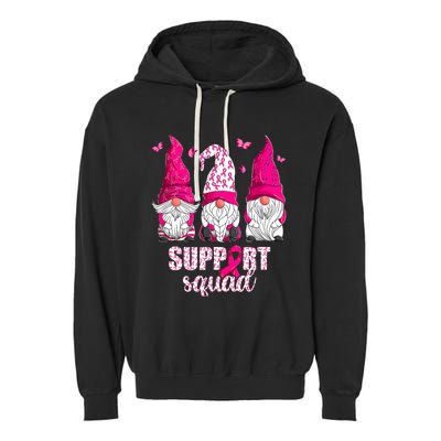 Breast Cancer Awareness For Gnomes Support Squad Garment-Dyed Fleece Hoodie