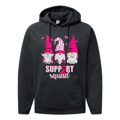 Breast Cancer Awareness For Gnomes Support Squad Performance Fleece Hoodie