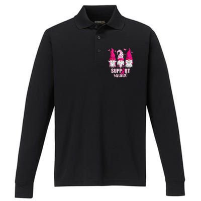 Breast Cancer Awareness For Gnomes Support Squad Performance Long Sleeve Polo