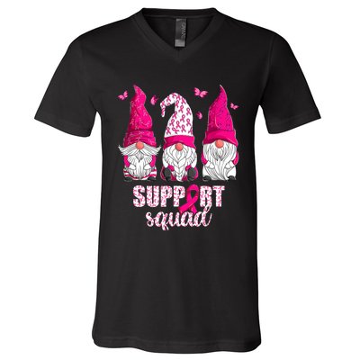 Breast Cancer Awareness For Gnomes Support Squad V-Neck T-Shirt