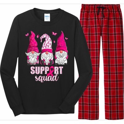 Breast Cancer Awareness For Gnomes Support Squad Long Sleeve Pajama Set