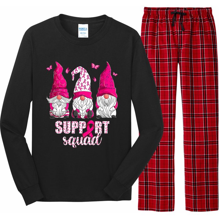 Breast Cancer Awareness For Gnomes Support Squad Long Sleeve Pajama Set