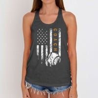 Baseball Coach American Flag Baseball Trainer Coaching Women's Knotted Racerback Tank