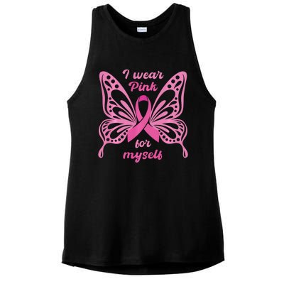 Breast Cancer Awareness Butterfly I Wear P.I.N.K For Myself Ladies PosiCharge Tri-Blend Wicking Tank