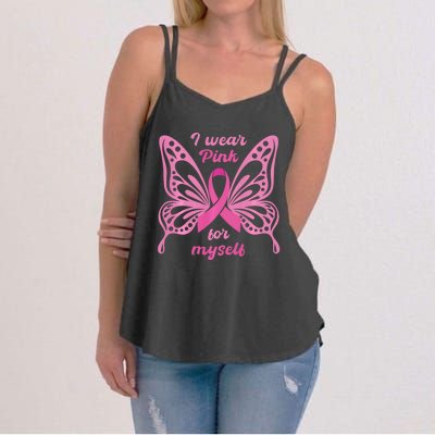 Breast Cancer Awareness Butterfly I Wear P.I.N.K For Myself Women's Strappy Tank