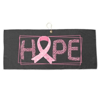 Breast Cancer Awareness Leopard Ribbon Large Microfiber Waffle Golf Towel