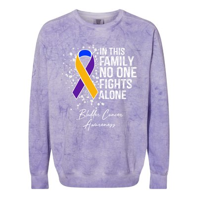 Bladder Cancer Awareness In This Family No One Fights Alone Great Gift Colorblast Crewneck Sweatshirt