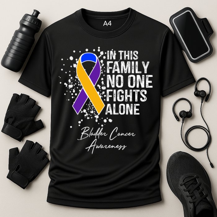 Bladder Cancer Awareness In This Family No One Fights Alone Great Gift Cooling Performance Crew T-Shirt
