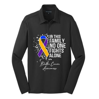 Bladder Cancer Awareness In This Family No One Fights Alone Great Gift Silk Touch Performance Long Sleeve Polo