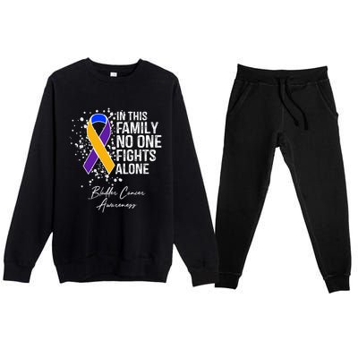 Bladder Cancer Awareness In This Family No One Fights Alone Great Gift Premium Crewneck Sweatsuit Set