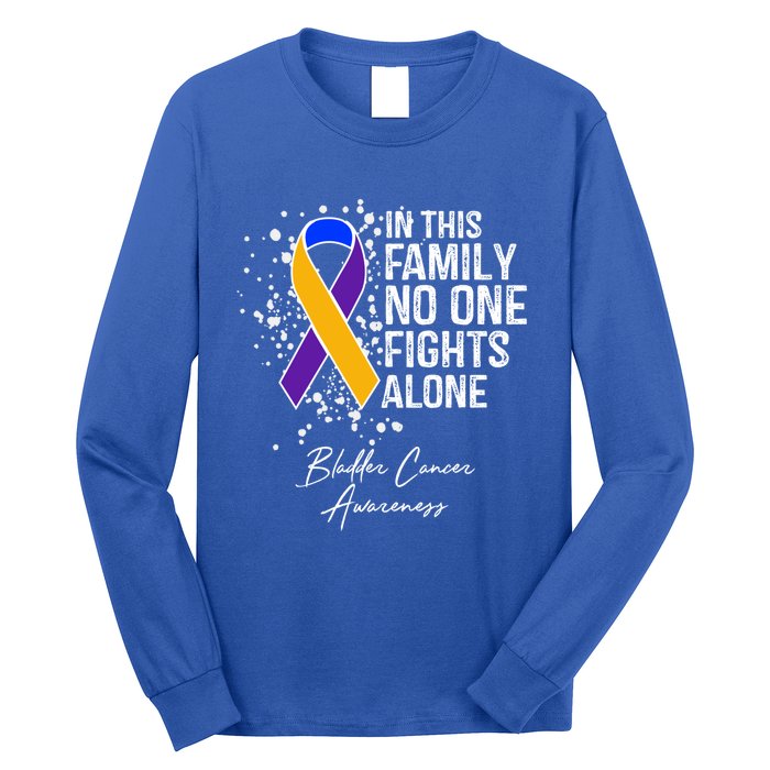 Bladder Cancer Awareness In This Family No One Fights Alone Great Gift Long Sleeve Shirt